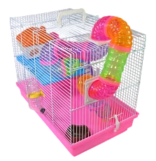 Ekia Клетка для хомяка (домик, колесо, миска, поилка, туннель)